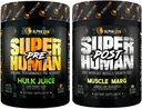 ALPHA LION Superhumain Préentraînement Poudre et post entraînement Recovery Bundle, Sustained Energy & Focus + Lean Muscle Growth, Strength & Volume (Hulk Juice & Muscle Marg