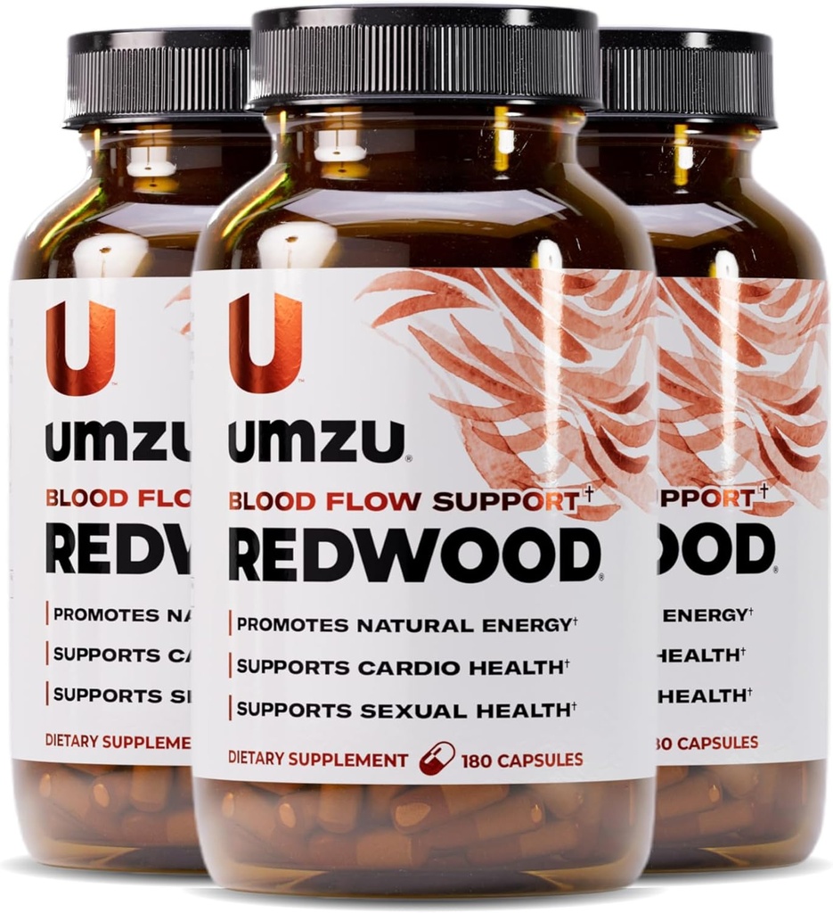 UMZU Redwood Nitric Oxide Booster, 3 mois d'approvisionnement – supplément d'oxyde nitrique avec vitamine C, ail et châtaigne – soutient la circulation saine, le flux sanguin, l'énergie, l'endurance et la vitalité quotidienne