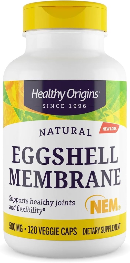 Origines saines Membrane de coquille d'oeuf 500 mg (NEM, non-OGM, sans gluten, soutien interarmées), 120 capsules de légumes