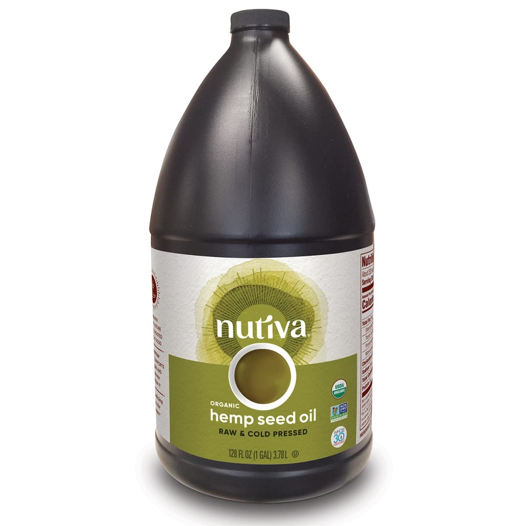 Nutiva Organic, Cold-Pressed, Unrefined Hemp Seed Oil from non-GMO, Sustainably Farmed Canadian Hemp, 1 Gallon 128 Fl Oz