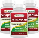Meilleurs Naturals Serrapeptase 40000 SPU 180 Capsules (180 Compte (paquet de 3))