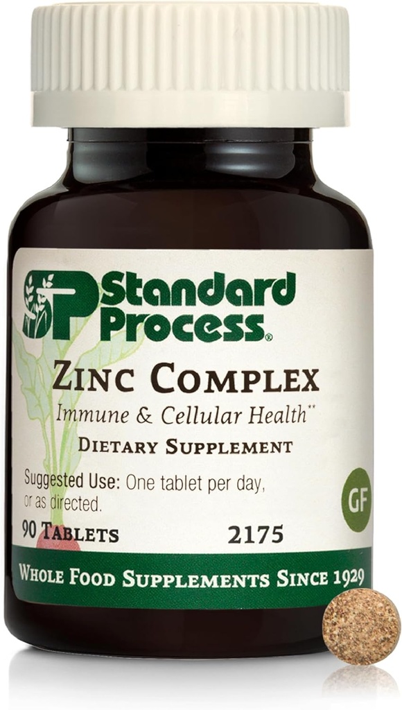 Complexe de zinc-processus standard - Support de la fonction enzymatique pour aider les tests normaux Fonction - Supporte la santé immunitaire et l'énergie cellulaire - Sans gluten, sans lait et sans soie - 90 comprimés (90 portions)