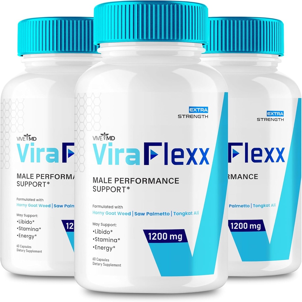 VIVE MD ViraFlexx pour les hommes, ViraFlexx Enchantement masculin - Performance maximale, tous les suppléments alimentaires naturels pilules de force supplémentaires, ViraFlexx Pro soutient la santé globale, Vira Flexx Avis (3 Pack)