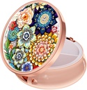 Rouidr Pill Box, 3 Compartment Medicine Pill Case, Small Metal Travel Medicine Box for Purse & Pocket, Rose Gold, Mandala Flower