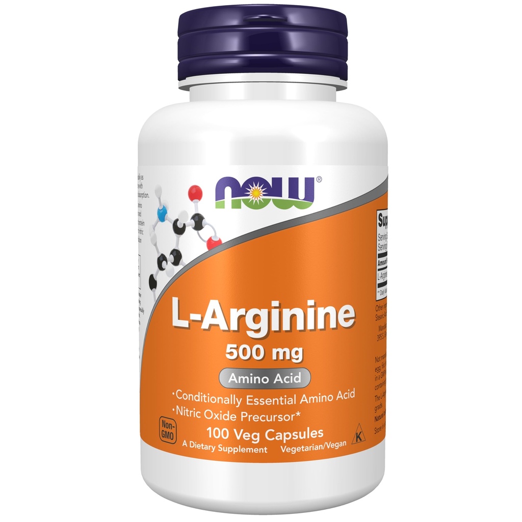 MAINTENANT compléments alimentaires, L-Arginine 500 mg, précurseur à oxyde nitrique*, acide aminé, 100 gélules