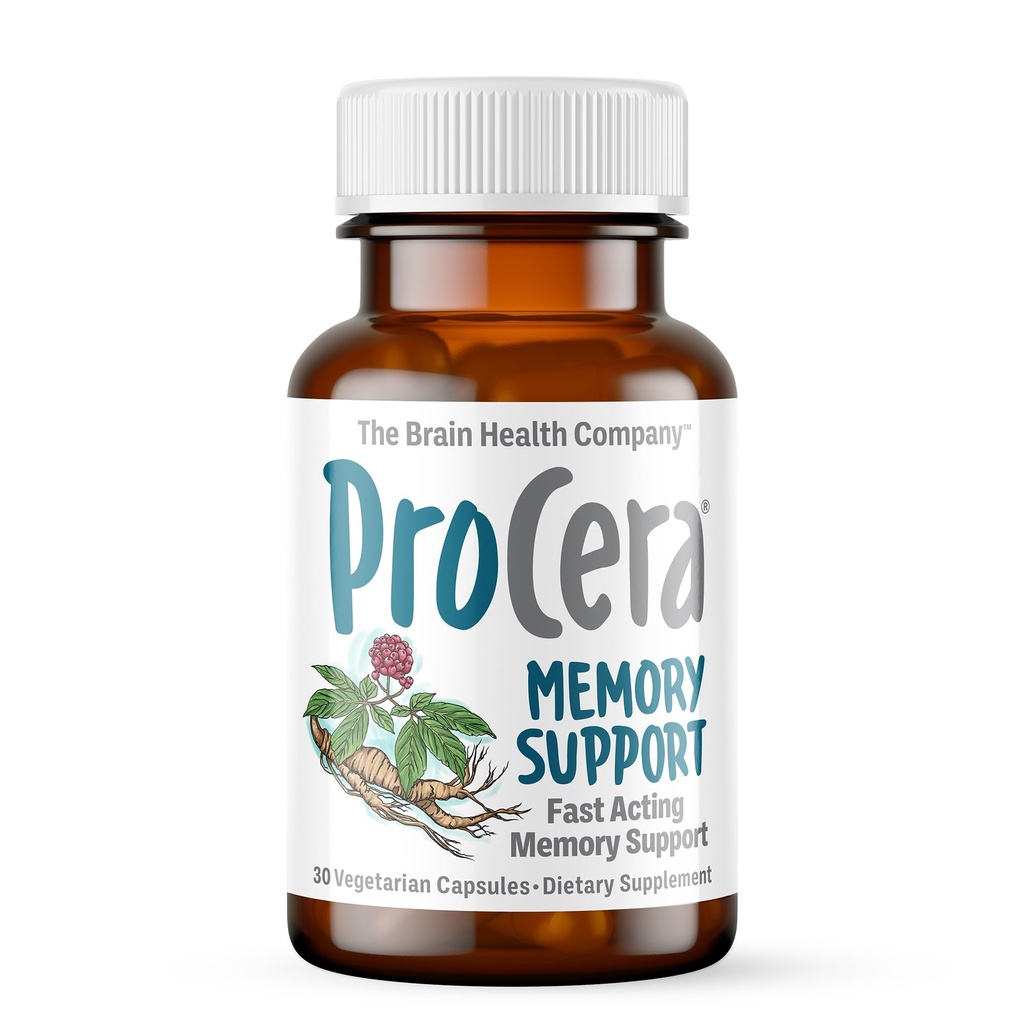 Procera Memory Support - Basé sur 60 études d'ingrédients - Boost Mental Performance - Clarity - Stabilité de l'humeur - Stress - Fatigue mentale - Adaptogènes - Ginseng - Ginkgo Biloba - 30 Compte