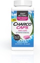 Charcocaps Relief d'essence à action rapide pour le gonflement et la flatulence, formule de charbon activé de désintoxication sans drogue, 100 capsules, 30 jours d'approvisionnement, rose