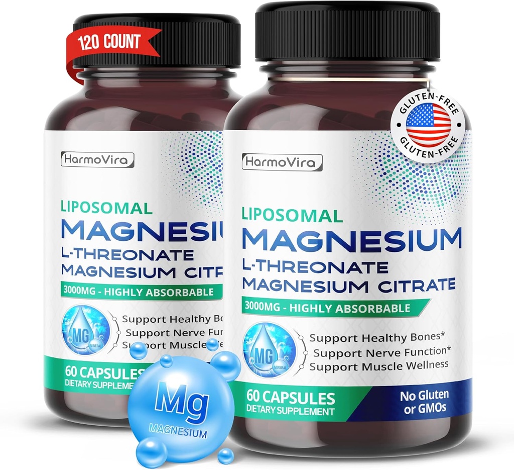 Liposomale Magnésium L-THRÉONATE Magnésium Citrate - Soutien Bons Santé, Nerve et Mieux-Être musculaire - 40 jours d'approvisionnement - Fabriqué aux États-Unis