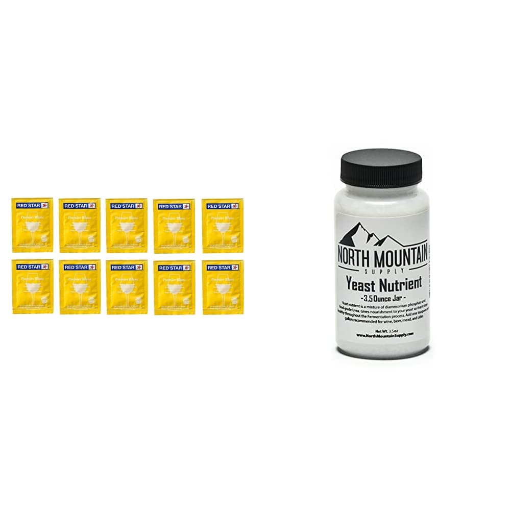 Rouge Étoile rouge Étoile rouge Premier Blanc Levure de Champagne (paquet de 10) et d'approvisionnement en nourriture des montagnes du Nord Levure Nutriment - 3,5 Ounce Jar
