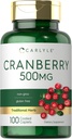 Pilules de canneberge Carlyle: 500mg: 100 Caplets, Supplément sans gluten pour les femmes et les hommes