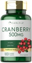 Pilules de canneberge Carlyle: 500mg: 100 Caplets, Supplément sans gluten pour les femmes et les hommes