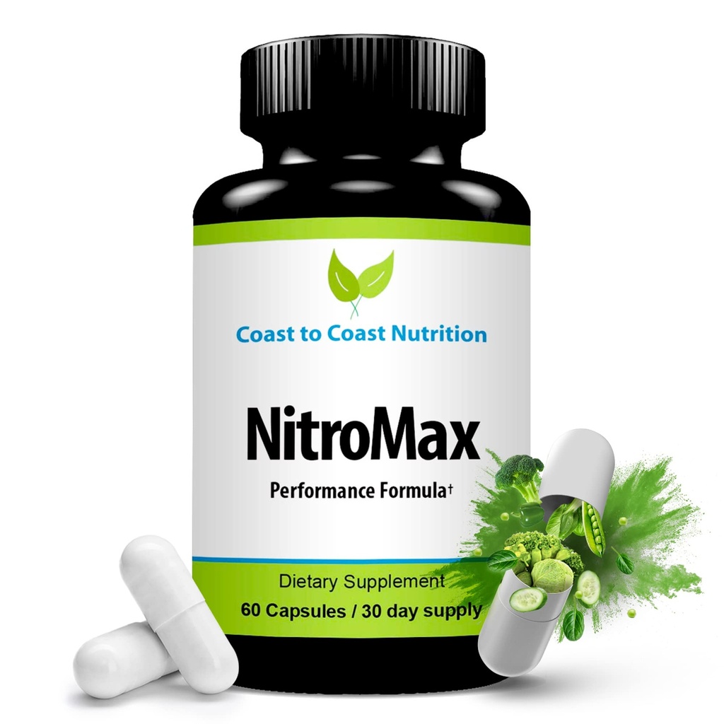 Formule de performance NitroMax – Supplément à l'oxyde nitrique L-Arginine Plus Citrulline, AKG, Beta Alanine – Construire le muscle, la vasculaire, l'énergie, la circulation – Workout Harder - 60 L-Arginine Capsules