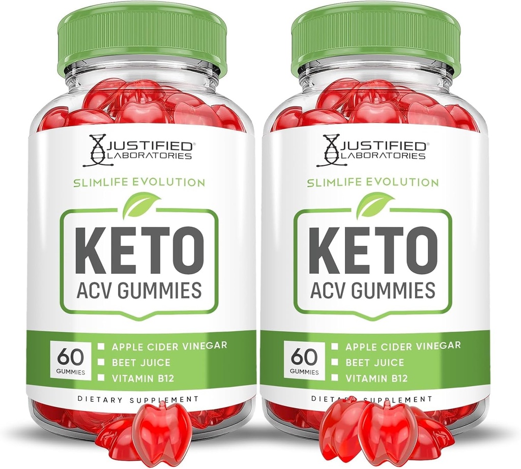 Laboratoires justifiés (2 Pack Slimlife Evolution Keto ACV Gummies Slim Life1000MG Vinaigre de cidre de pomme formule de grenade Jus de betterave en poudre B12 Vegan 120 Gummies