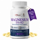 Magnesium Glycinate 400mg Softgels with D3 K2 Vitamin 10000 iu, 120 Gelcaps