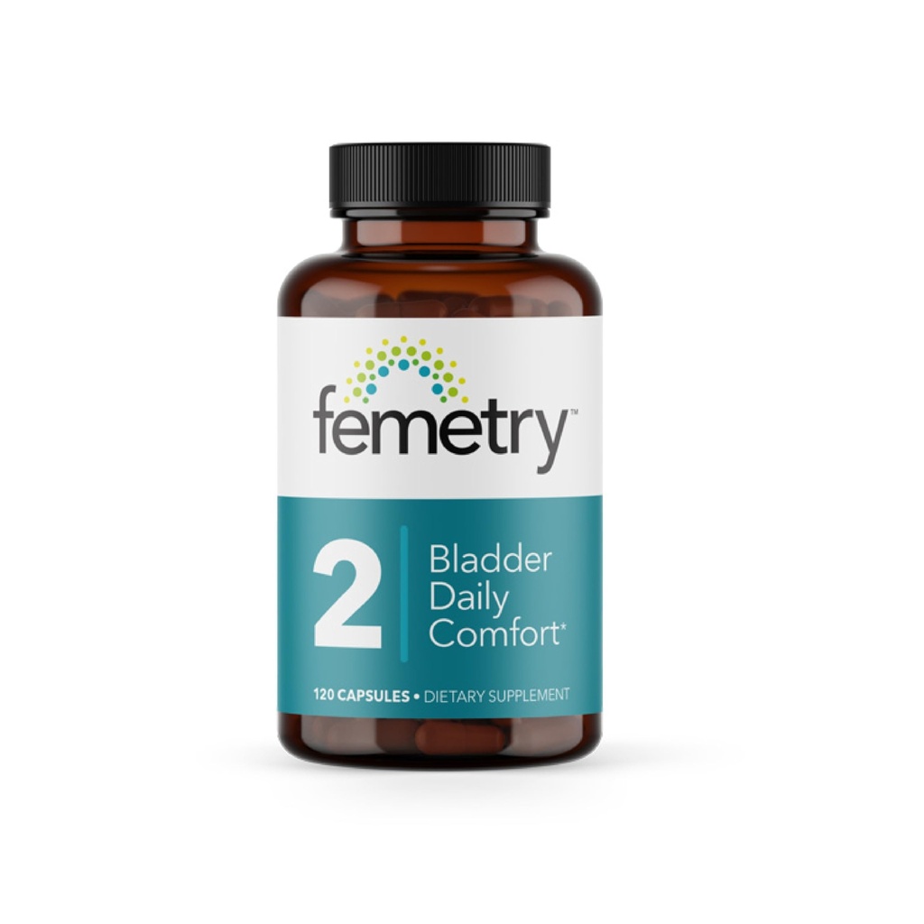 Femetry Bladder Daily Comfort - Irritation apaisante - Soutient une réponse à l'histamine en bonne santé - Promotion de la santé des doublons - Cystite interstitielle - 120 capsules