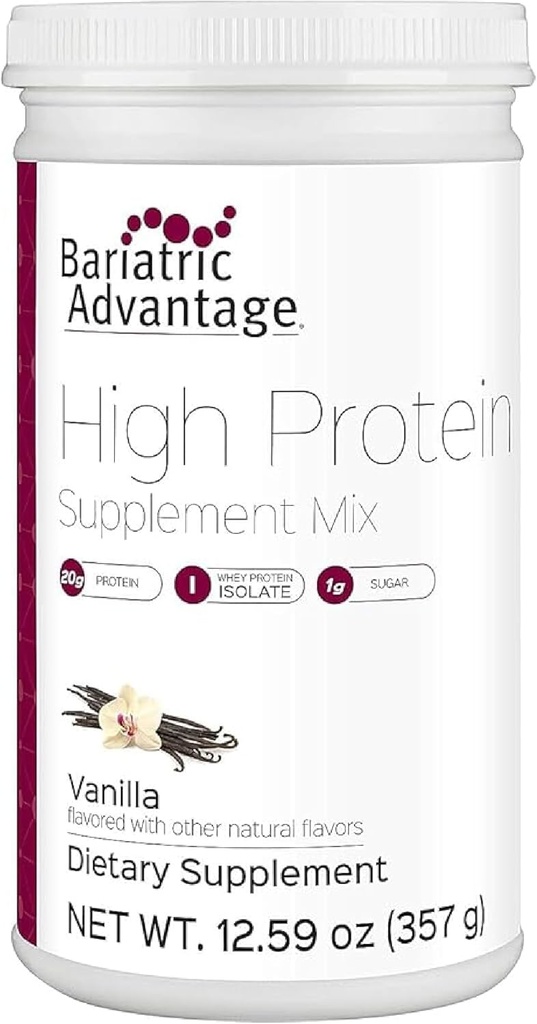 Bariatric Advantage High Protein Supplement Mix - Bariatric Protein Powder - 20 g Protein - for Pre- & Post-Bariatric Surgery Patients - with Iron, Calcium & More - 14 Servings - Vanilla