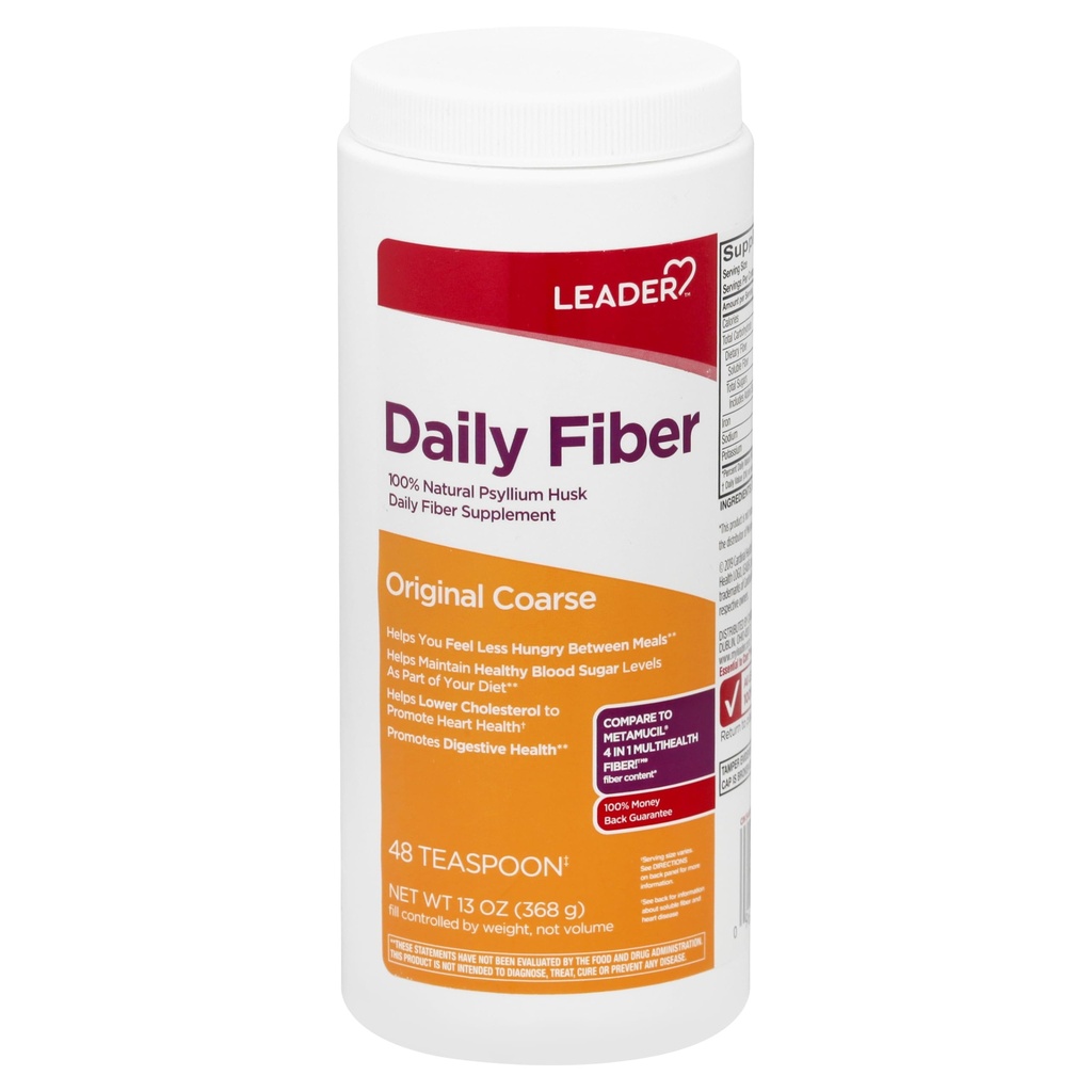 Supplément de poudre de musc de Psyllium Leader 4-en-1 Fibre pour la santé digestive, base végétale 100% naturelle Fibre quotidienne de musc de Psyllium, sans gluten, sans OGM, Comparer avec Meta-mucil Multihealth (13 OZ)