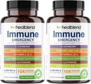 booster de supplément de soutien immunitaire 10 en 1 avec Elderberry, Zinc, Echinacea, Turmeric, Lactobacillus Acidophilus, pour adultes (2 Pack)