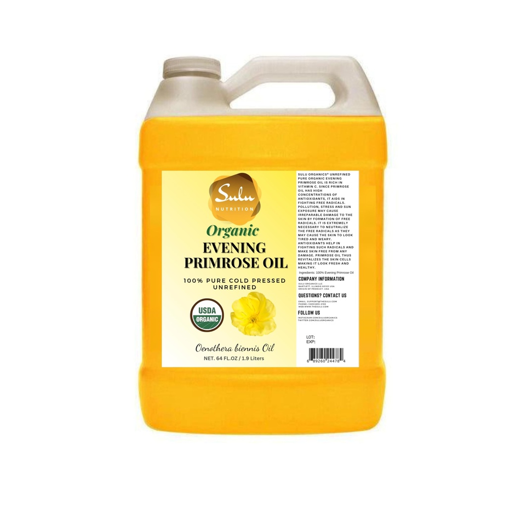 4 LBS 100% Pure Organic Unrefined Cold Pressed Evening Primrose Oil 12% GLA