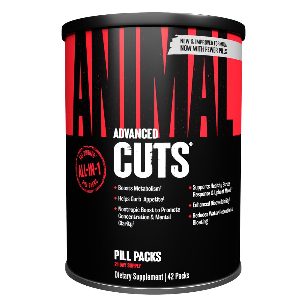 Découpes animales Thermogénique Fat Burner - Pilules de perte de poids pour les femmes et les hommes pour le métabolisme, l'énergie, le focus et le cerveau nootrope support avec des pilules alimentaires anti-appétit, 42 paquets