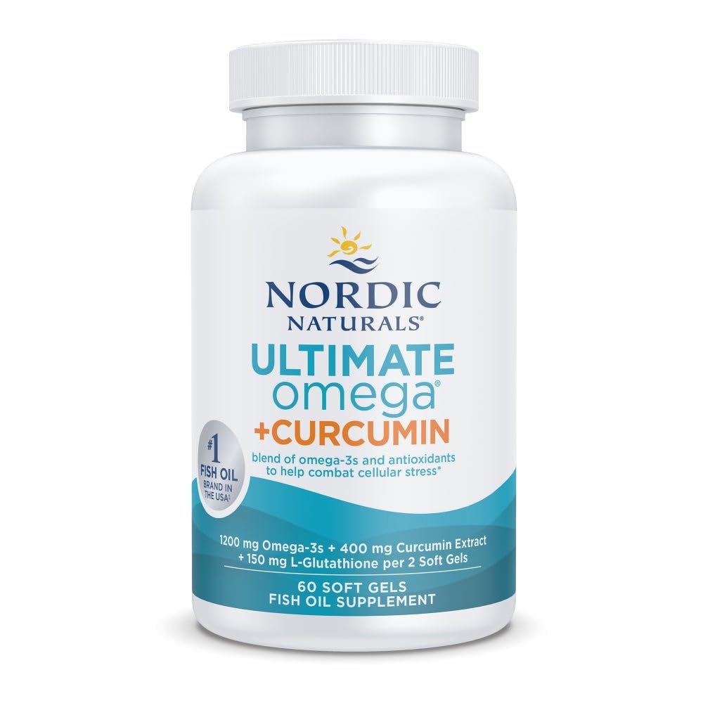 Nordic Naturals Omega Curcumin Supplement 1200 Mg Omega 3 Fish Oil EPA DHA + 400 Mg Optimized Curcumin L-Glutathione Dietary Supplement Lemon 60 Softgel