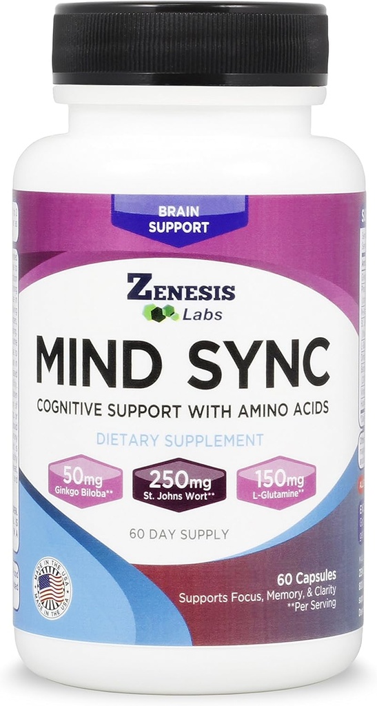 Zenesis Labs Mind SYNC - 60 capsules avec Ginkgo Biloba, St John's Wart & L-Glutamine - S'il vous plaît Lire les commentaires