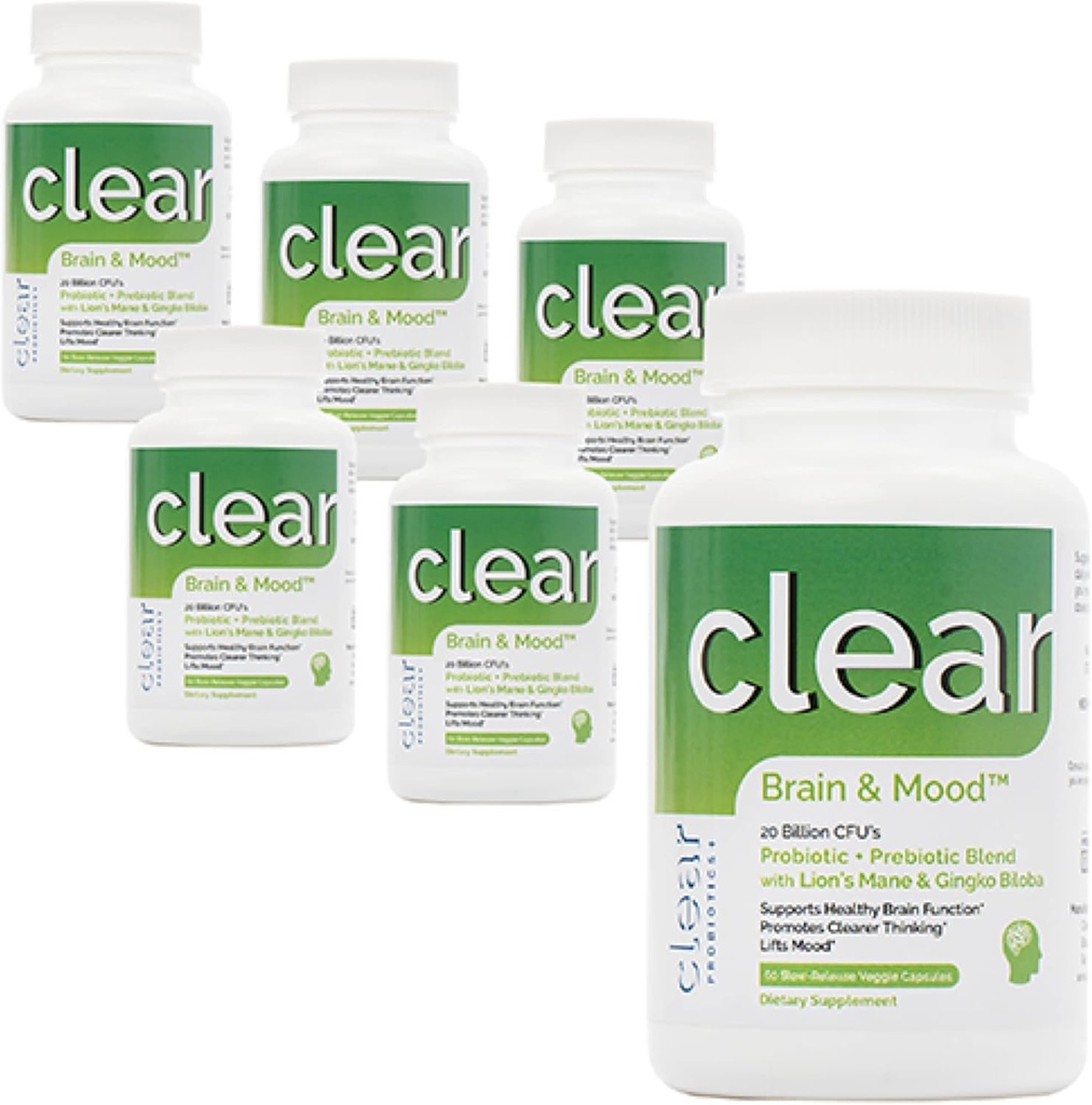 Supplément Cerveau pour mémoire, brouillard cérébral, focus, humeur et concentration & fonction cognitive - La Mane de Lion Supercharge avec Ginkgo Biloba et deux souches probiotiques (360 comtes - 6 mois d'approvisionnement)