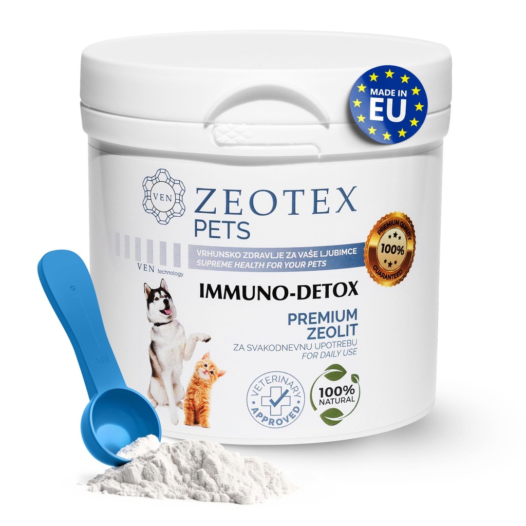 Poudre de zéolite Supplément alimentaire 100% naturel pour l'immunité et la désintoxication, santé digestive, supplément de santé articulaire poudre, détox foie, améliorer la santé des animaux de compagnie w/Asy-to-Use Pet Suppléments, 350g/12.35 oz