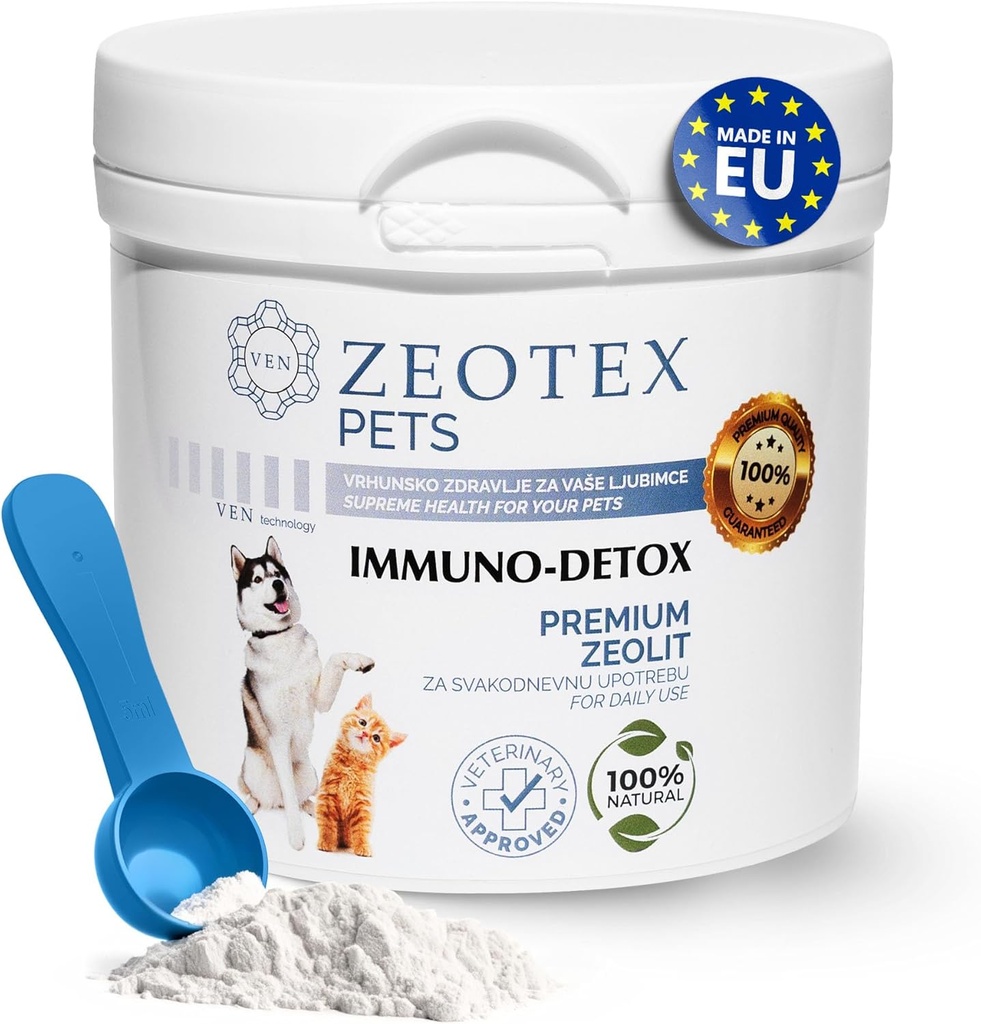 Poudre de zéolite Supplément alimentaire 100% naturel pour l'immunité et la désintoxication, santé digestive, supplément de santé articulaire poudre, détox foie, améliorer la santé des animaux de compagnie w/Asy-to-Use Pet Suppléments, 350g/12.35 oz