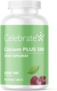 Célébrez les vitamines Calcium Plus - 500mg Citrate de calcium, 333 UI Vitamine D3 et 34mg Magnésium pour la chirurgie bariatrique - Sans gluten et sans sucre - Cerise, 90 comprimés à croquer
