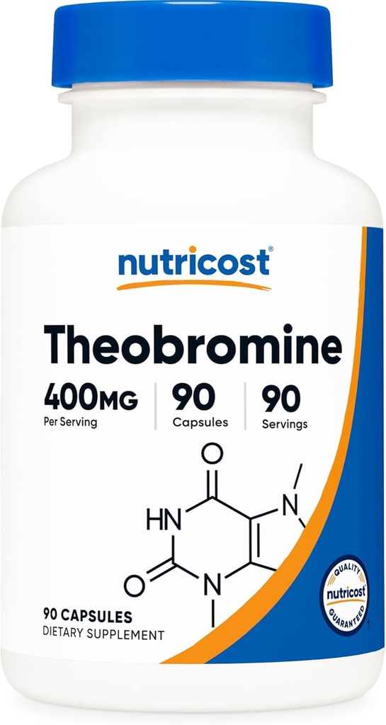 Théobrome Nutricost 400mg, 90 Capsules végétariennes - Sans gluten, sans OGM