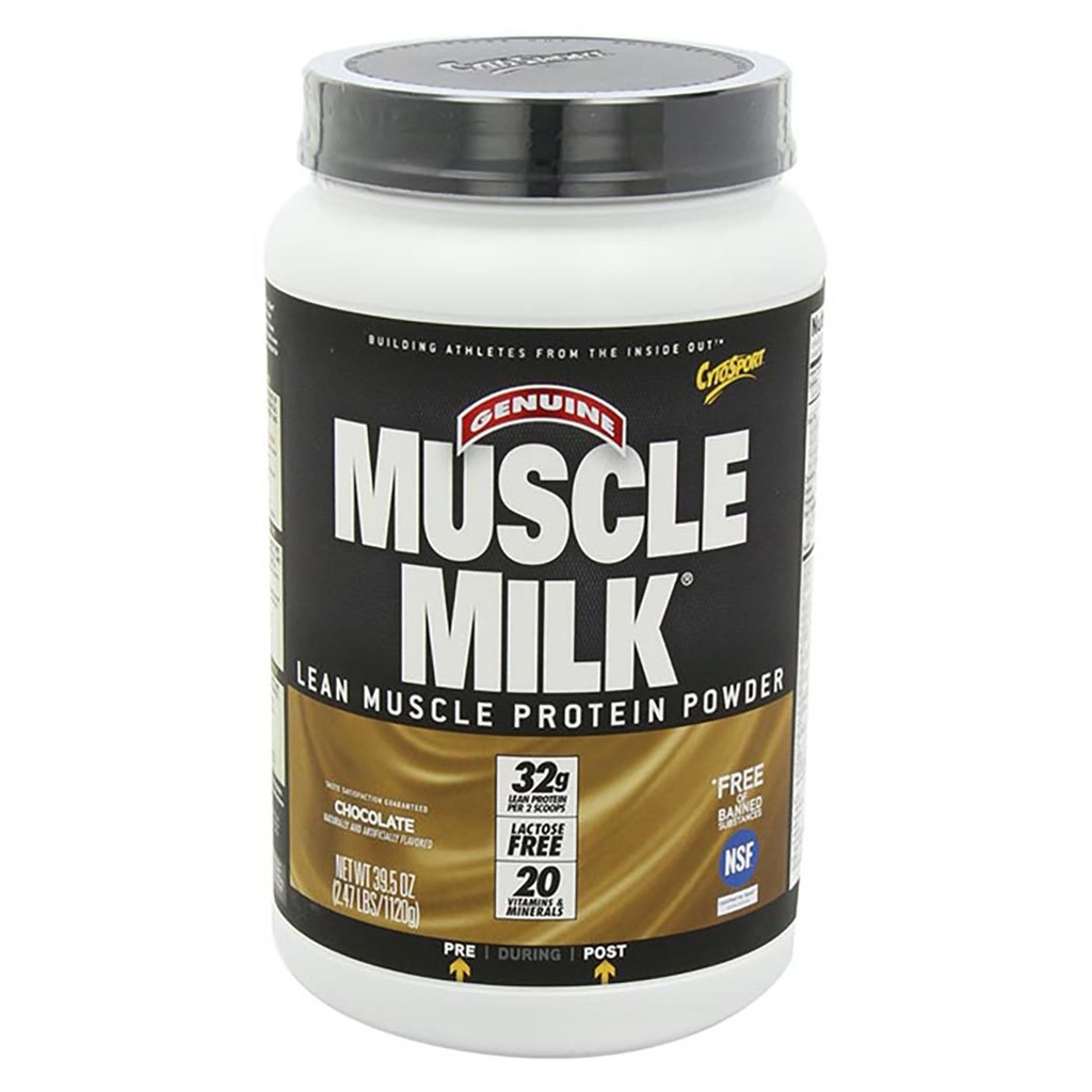Lait musclé véritable en poudre de protéines, chocolat, 2,47 livres, 16 portions, 32g de protéines, 3g de sucre, calcium, vitamines A, C & D, NSF certifié pour le sport, énergisant Snack, emballage mai Vary