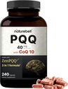 NatureBell PQQ 40mg Per Serving with CoQ10, 240 Capsules | Active Pyrroloquinoline Quinone, Highly Bioavailable ZenPQQ+ Formula – Promotes Heart, Brain, & Mitochondrial Health – Non-GMO