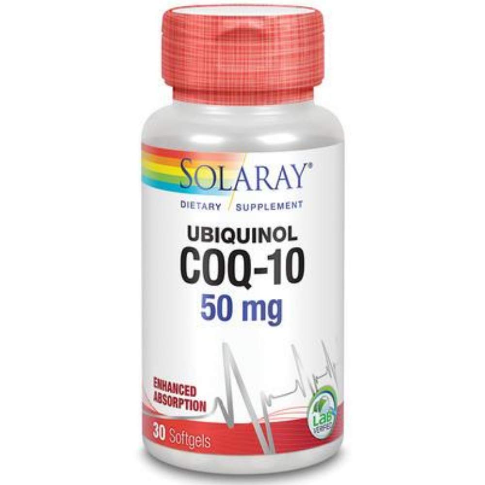 SOLARAY CoQ10, Ubiquinol, Softgel (Btl-Plastique) 50mg