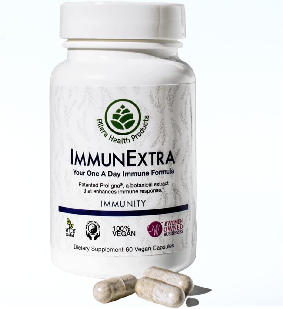 Allera Health Pine Pollen Capsules - Complément alimentaire biologique et végétalien ProLigna à base de plantes - aide à soutenir la santé de la défense immunitaire vitamines - extrait de poudre récolté à partir d'arbres d'artisanat sauvage - 60 capsules