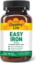 Country Life Easy Iron 25mg Capsules - Gentle Non-Constipating Ferrochel - Vegan Vitamin Supplement for Women & Men - Supports Body Energy