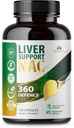 Soutien du foie Capsules de défense NAC 360 – Détox du foie avec NAC, Thistle de lait, Racine de dandelion, Curcuma, Choline, Zinc et Chanca Piedra – Promotion de la santé du foie et protection cellulaire – 120 Capsules