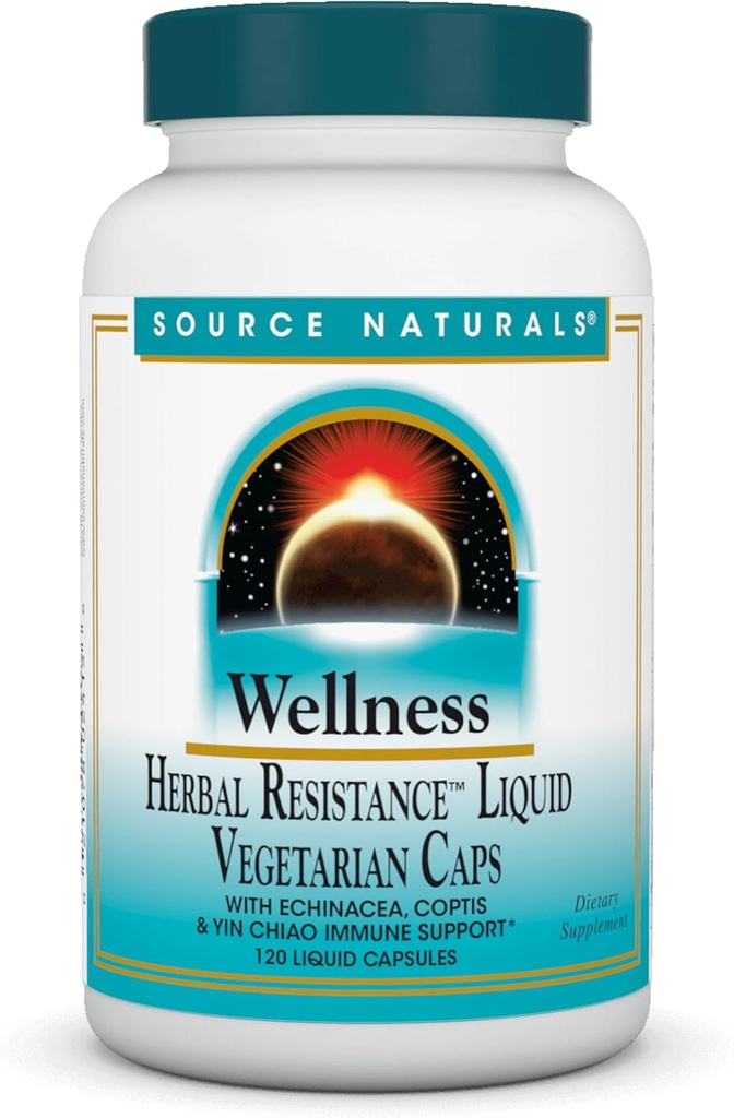 Source Naturals Wellness Herbal Resistance - Echinacea, Coptis & Yin Chiao Immmune Support* - 120 capsules