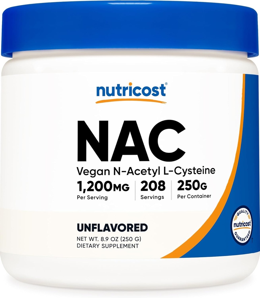 Nutricost N-Acetyl L-Cysteine (NAC) Powder 250 Grams - Vegan NAC, Non-GMO, Gluten Free