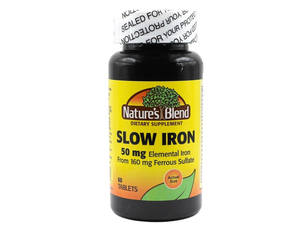 Mélanger le fer lent de la nature 50 mg (160 mg) Comparer avec les comprimés lents Fe® 60
