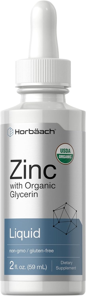 Horbäach Liquid Zinc Drops | 2 Oz | with Organic Glycerin | Vegetarian, Non-GMO, Gluten Free Supplement