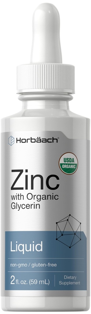 Horbäach gouttes de zinc liquide de 2 Oz avec glycérine biologique de légumes, sans OGM, supplément sans gluten