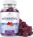 Résvératrol sans sucre Gummies - Potent Anti-Aging Antioxydant - Supplément Resvératrol pour soutenir la santé digestive et immunitaire - Herbe naturelle pour la croissance cellulaire et la réparation - Easy Chewable NMN Alternative