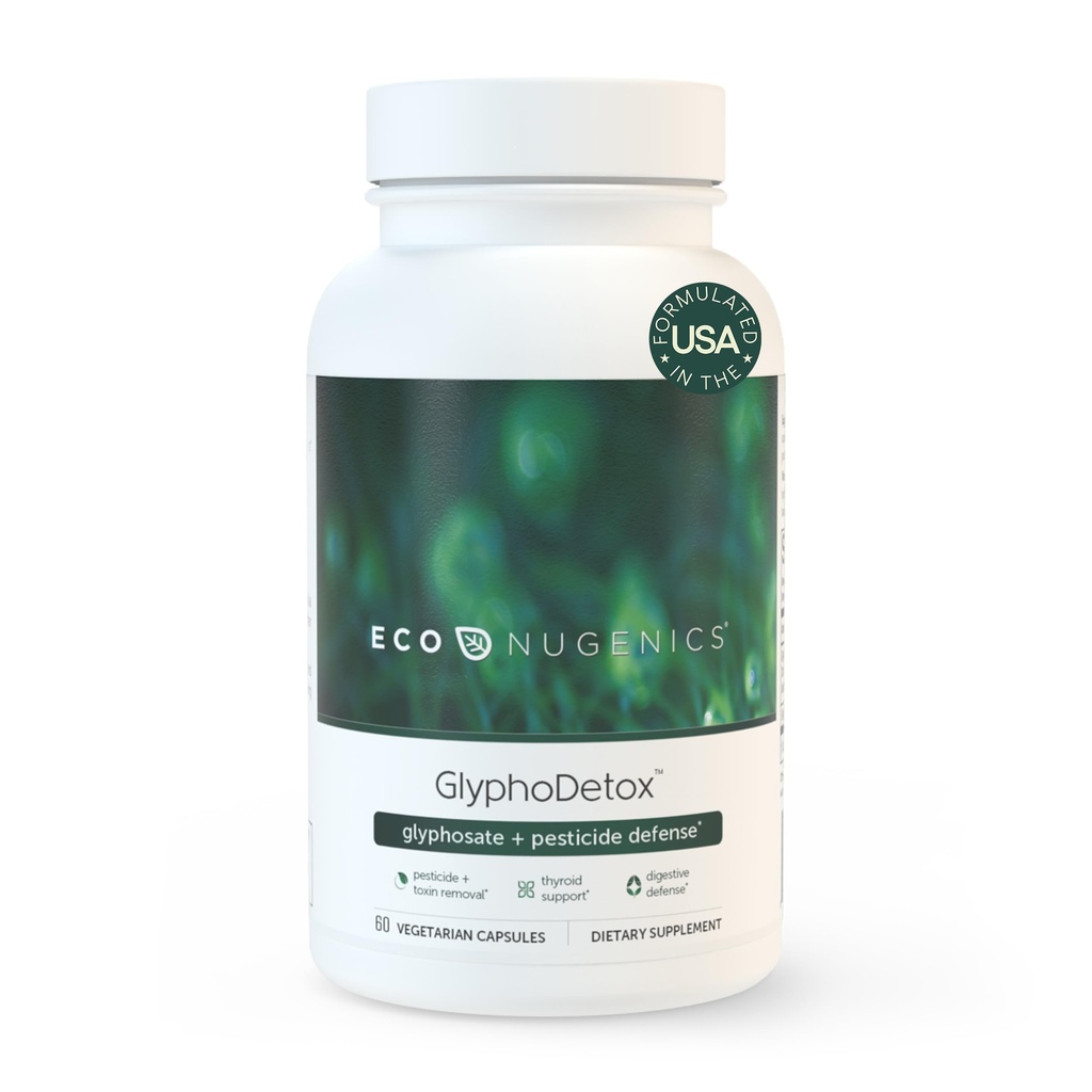 EcoNugenics GlyphoDetox Supplement – Detox Cleanse to Safely Remove Glyphosate Pesticides & Agricultural Toxins, Support the Gut & Thyroid –Includes Glycine, Kelp, Citrus Pectin, Alginate– 60 Capsules