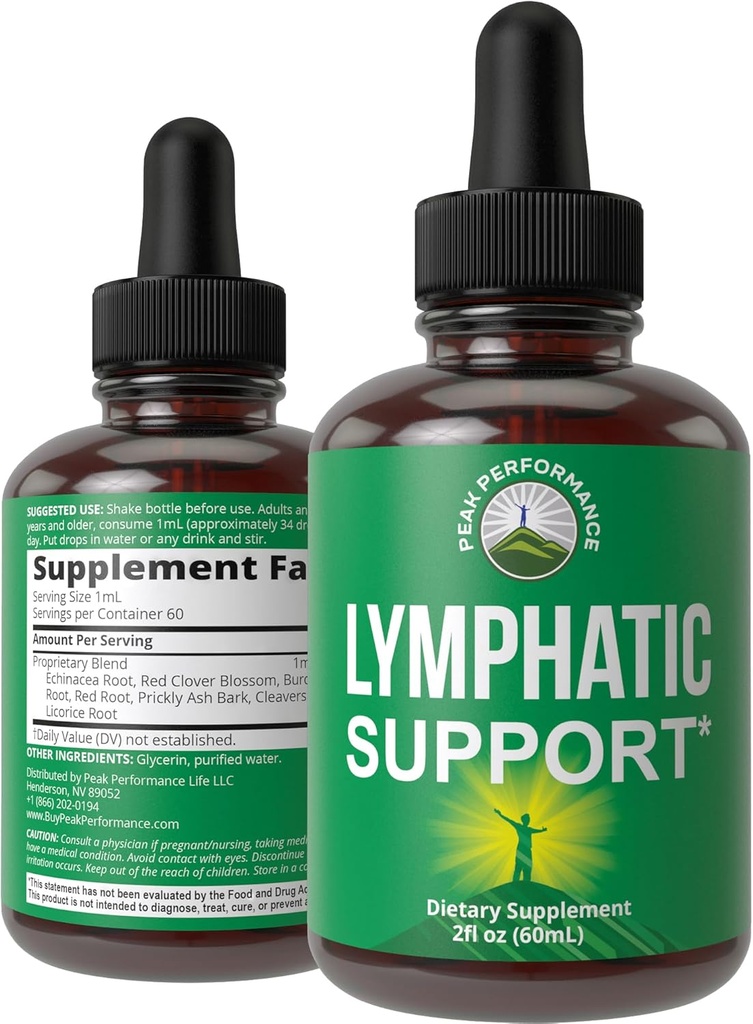 Drainage lymphatique gouttes. Sans sucre 7-en-1 Lymph Detox et Cleanse Support. Supplément végétalien avec Echinacea, Blossom de trèfle rouge, racine de dard, Cleavers Herb, racine de réglisse, et plus encore!