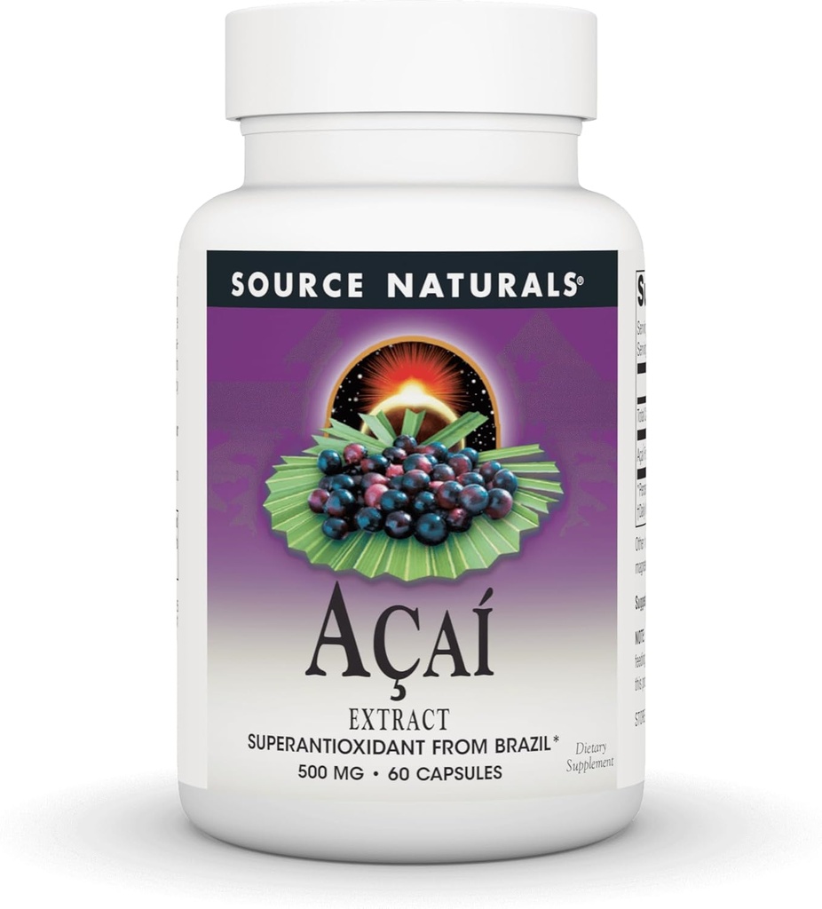 Source Naturals Acai Extract, Superantioxydant du Brésil* - 500 Mg - 60 Capsules