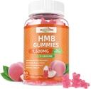 Supplément HMB et Gummies Leucine: Suppléments HMB pour les hommes 1500mg et Acid Amino Leucine pour la récupération musculaire Augmenter la masse musculaire Améliorer l'endurance sans sucre sans OGM Pêche 60 Gummies