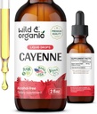 Teinture de poivre de Cayenne sauvage et biologique - Suppléments Capsaicin pour le soutien digestif - Extrait de poivre de Cayenne liquide - Vegan, gouttes sans alcool - 2 fl oz