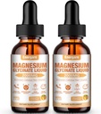 2 Pack 2000MG Magnesium Glycinate Liquid Drops Supplement for Kids & Adults - Cellulose Fiber, Bromelain, Vitamin B6, C, D, Zinc - Energy, Sleep, Clam, Pineapple Flavor, 4 Fl oz