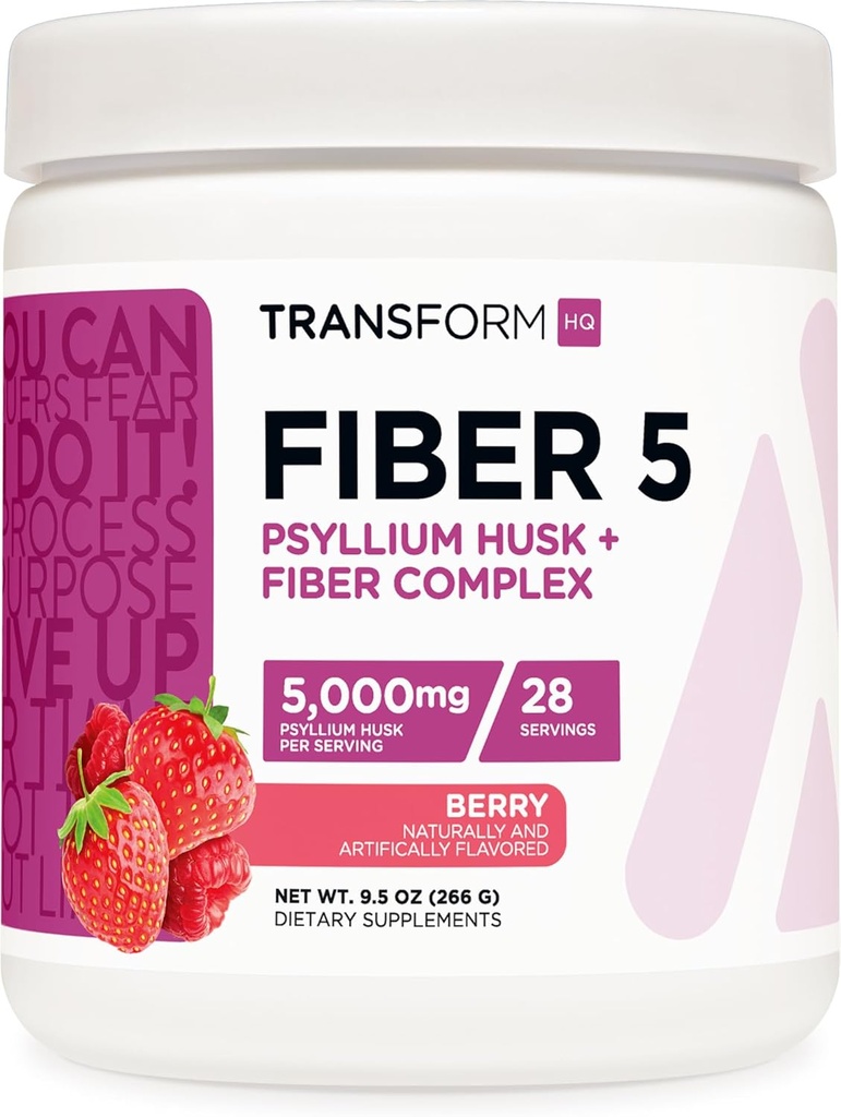Transformer la fibre d'HQ 5 Poudre complexe de Psyllium (arôme de mer) (28 portions) - 5 000mg Soupe de Psyllium par portion - Santé digestive, supplément naturel, mélange de fibre de plante soluble